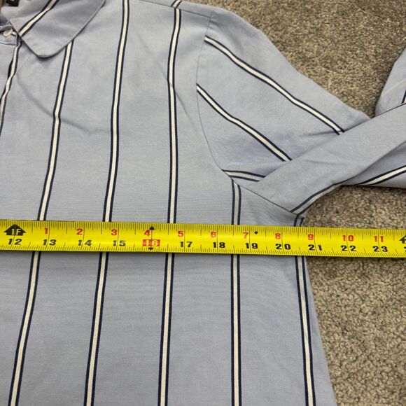 Walter Baker Hi-Lo Tunic Button Down Shirt Womens Medium Blue Cotton Casual Top - Picture 13 of 15